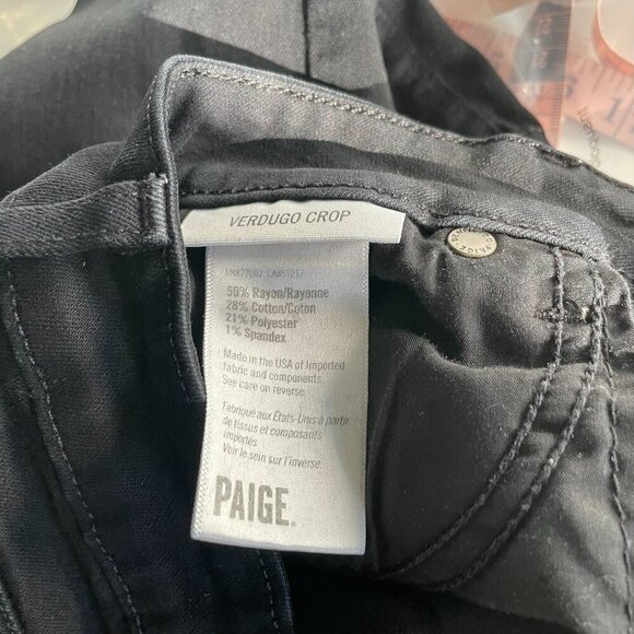 Paige Denim Verdugo Crop Jeans Womens Size 24 Black Stretch Classic Boho College - Picture 10 of 10